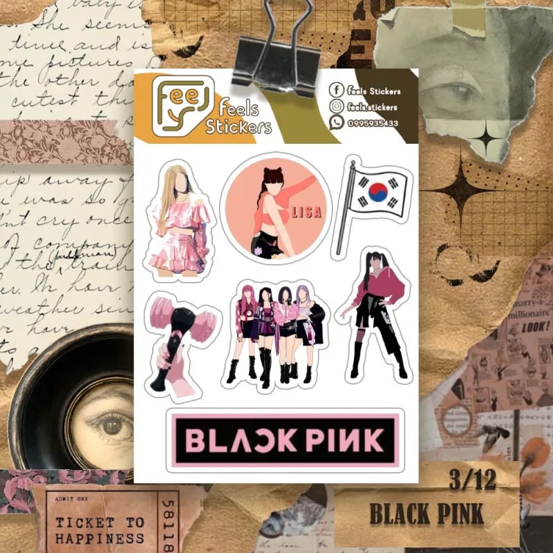 k-pop sticker set - black pink